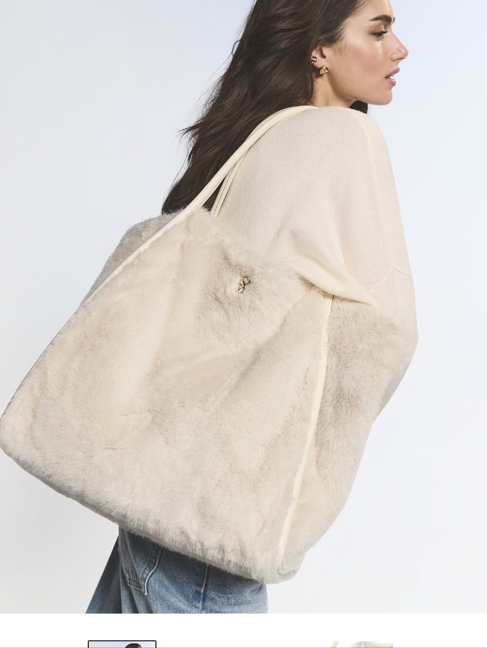 ☆☆SALE☆☆ Victoria's Secret Cream Faux-Fur Tote Bag- NWT